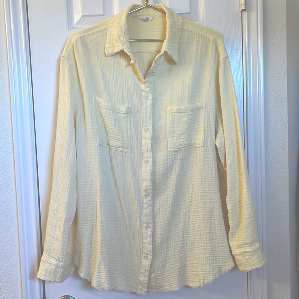 Yellow gauze top